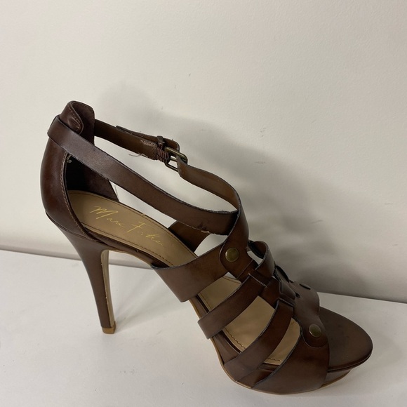 Marc Fisher Brown Strappy Open Toe Stilleto Heels Size 8 Vacation - Picture 5 of 12